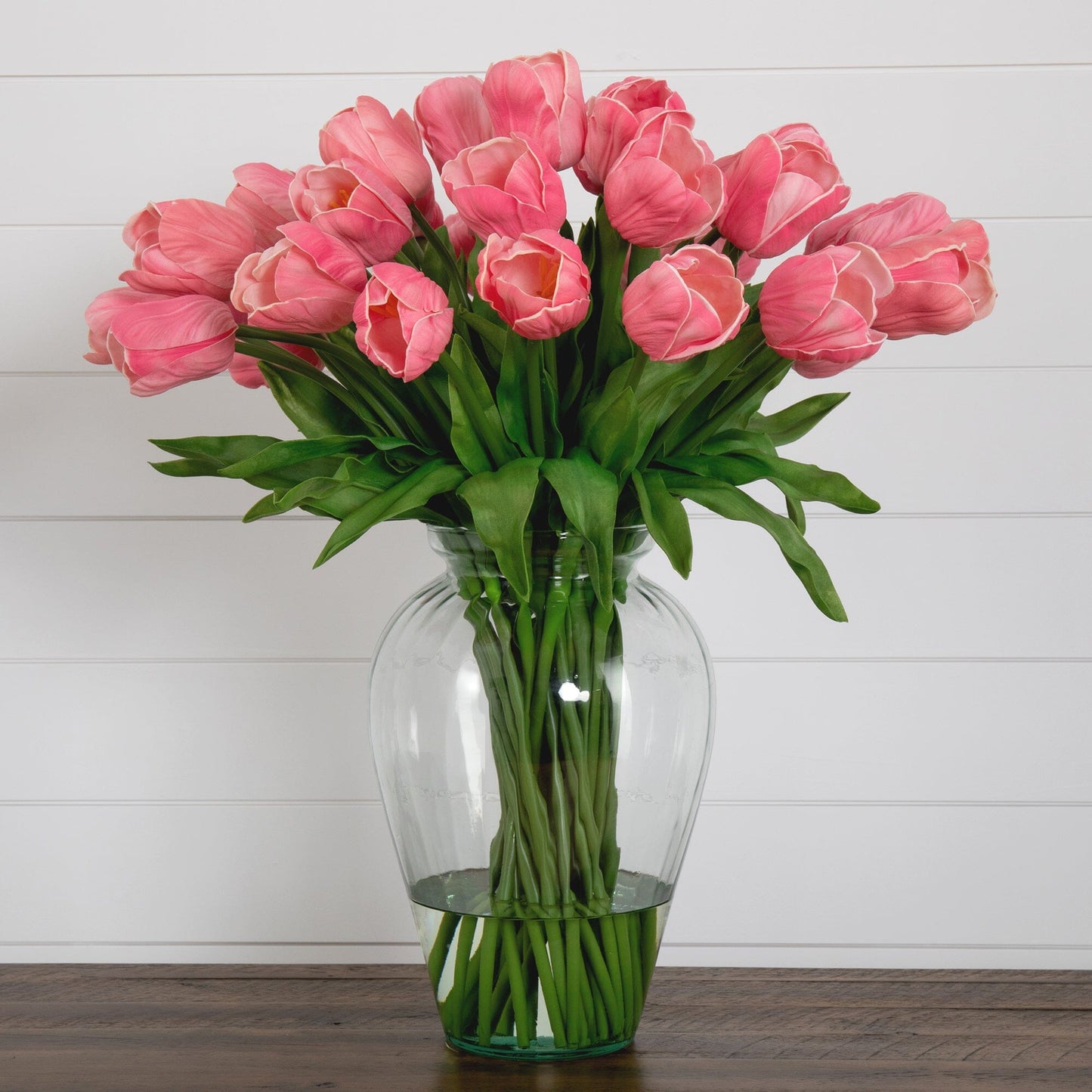 24” Tulip Artificial Arrangement in Glass Vase
