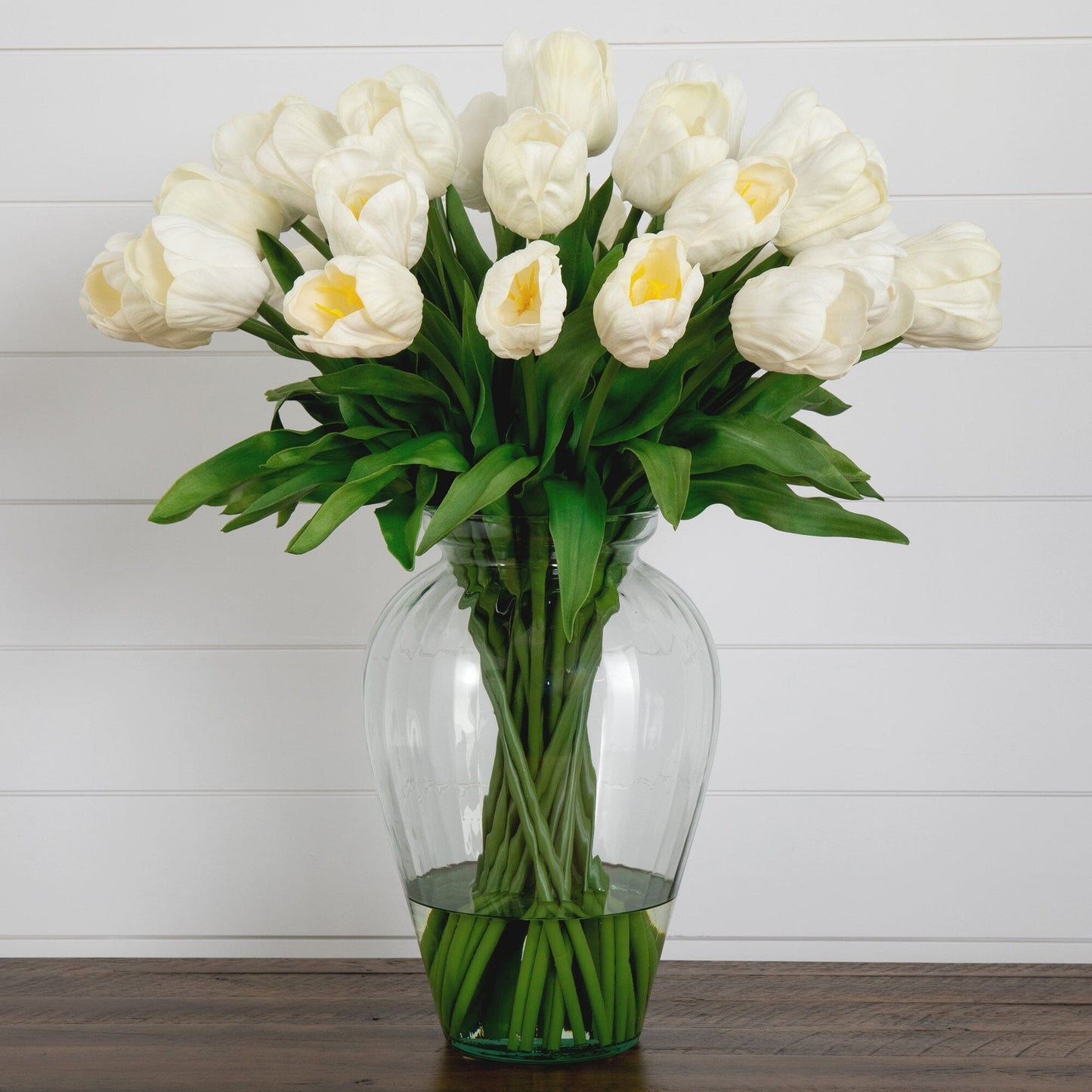 24” Tulip Artificial Arrangement in Glass Vase