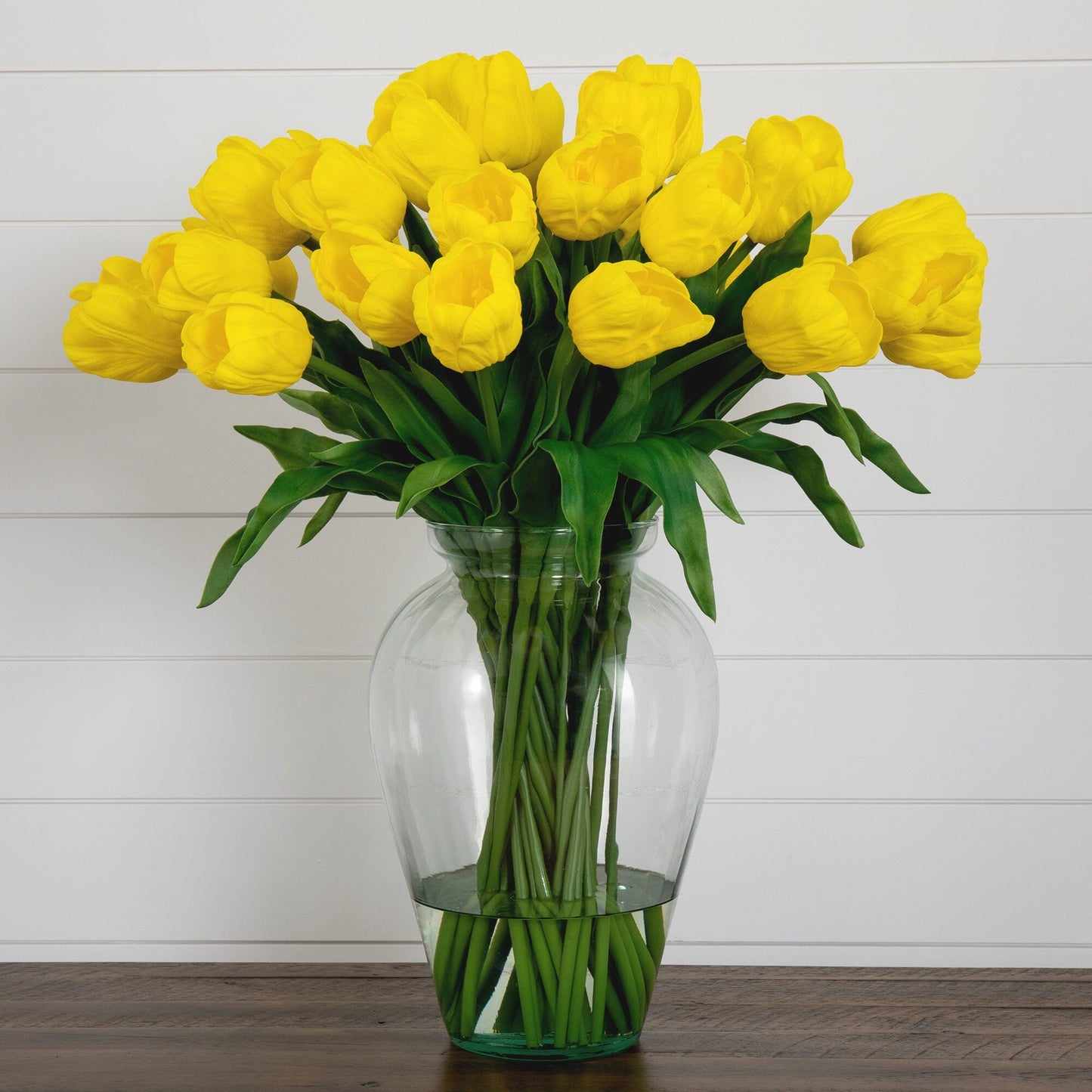 24” Tulip Artificial Arrangement in Glass Vase