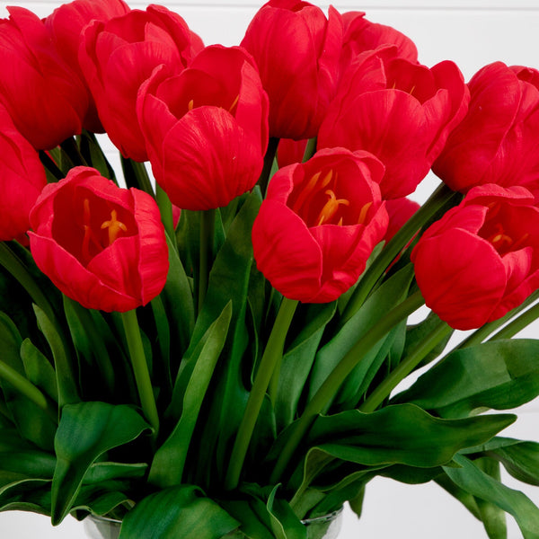 24” Tulip Artificial Arrangement in Glass Vase